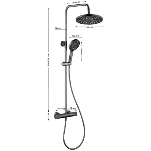 Душевая система GFmark ART3105-G нержавеющая сталь Графит