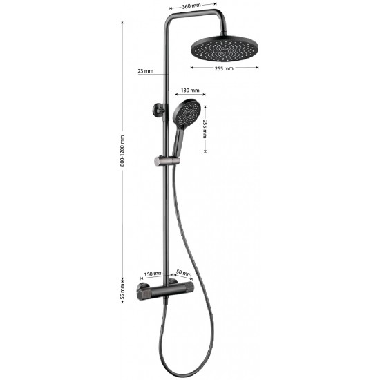 Душевая система GFmark ART3105-G нержавеющая сталь Графит