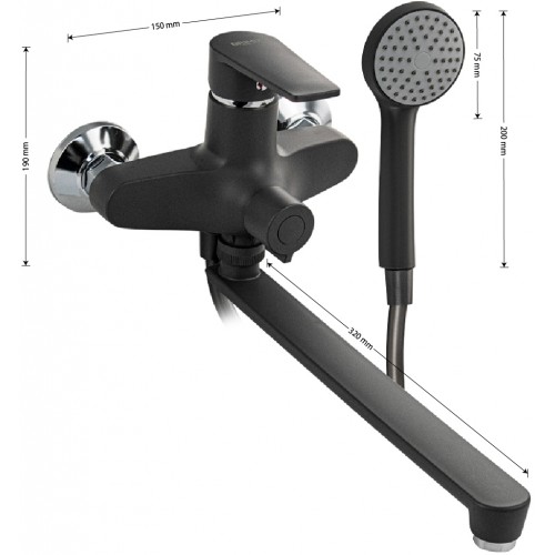 Смеситель для ванны BRIMIX ART556-GR АБС пластик Графит
