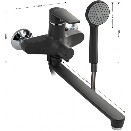 Смеситель для ванны BRIMIX ART556-GR АБС пластик Графит