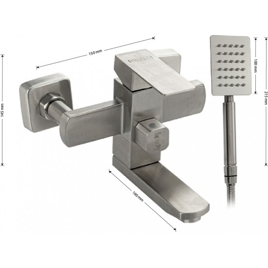 Смеситель для ванны МАГНУС ART9226 нержавеющая сталь Сатин