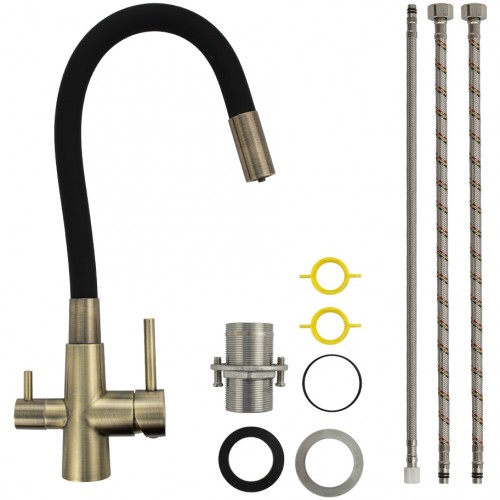 Смеситель для кухни МАГНУС ART91128 Бронза, Нержавеющая сталь